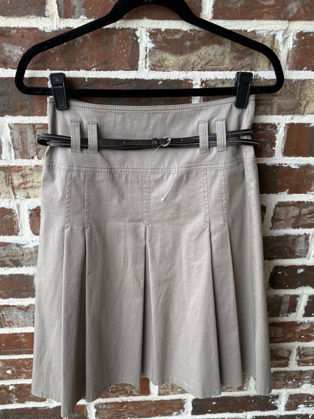 Gerry Weber Taupe Pleated Belted Skirt Size 4 NWT German